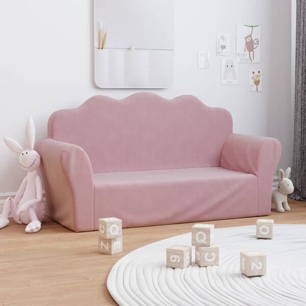 vidaXL Kindersofa 2-Sitzer Rosa Weicher Plüsch