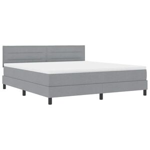 vidaXL Boxspringbett mit Matratze mit LED Hellgrau 180 x 200 cm Stoff