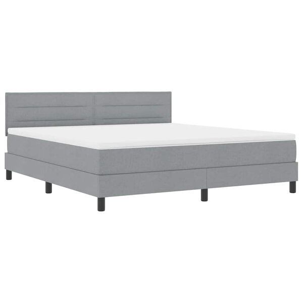 vidaXL Boxspringbett mit Matratze mit LED Hellgrau 180 x 200 cm Stoff