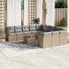 vidaXL 12-tlg. Garten-Sofagarnitur mit Kissen Beige Poly Rattan