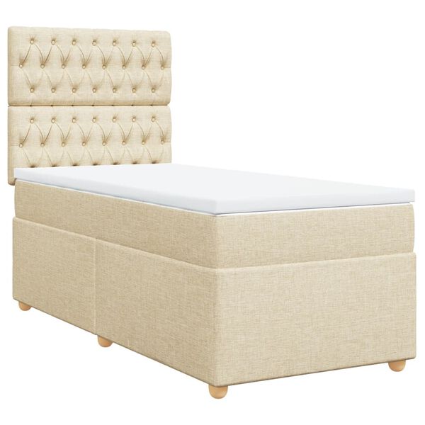 vidaXL Boxspringbett mit Matratze Creme 100x200 cm Stoff