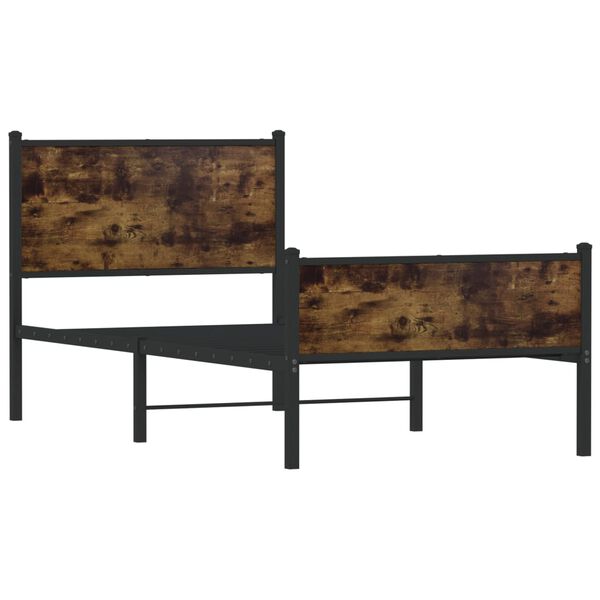 vidaXL Metallbett ohne Matratze Räuchereiche 90x190 cm
