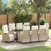 vidaXL Garten Essgruppe mit Kissen 9 pcs Beige Poly-Rattan