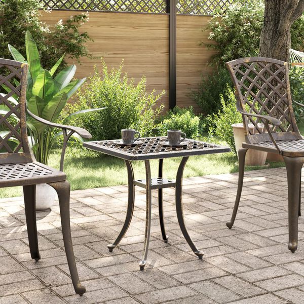 vidaXL Gartentisch Bronzen 53x53x53 cm Aluminiumguss