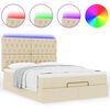 vidaXL Ottoman-Bett mit Matratze & LEDs Creme 140x190 cm Stoff
