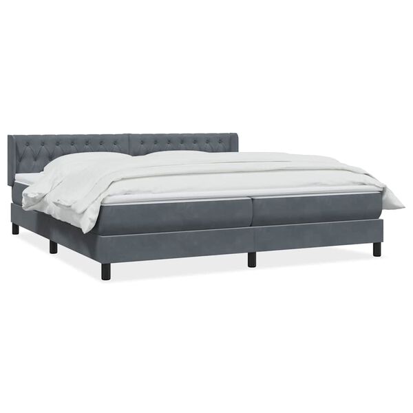 vidaXL Boxspringbett mit Matratze Dunkelgrau 200x210 cm Samt