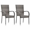 vidaXL Gartenst&uuml;hle Stapelbar 2 Stk. Grau Poly Rattan