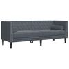 vidaXL 3-tlg. Chesterfield-Sofa-Set mit Nackenrollen Dunkelgrau Samt