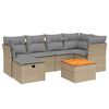 vidaXL 7-tlg. Garten-Sofagarnitur mit Kissen Beige Poly Rattan