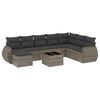 vidaXL 9-tlg. Garten-Sofagarnitur mit Kissen Grau Poly Rattan