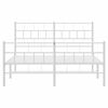 vidaXL Bettgestell mit Kopf- und Fu&szlig;teil Metall Wei&szlig; 140x190 cm
