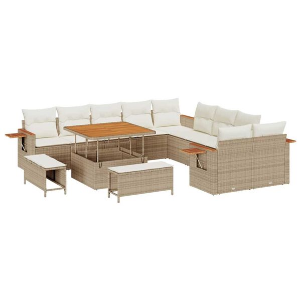 vidaXL Gartensofa-set mit Kissen 13 pcs Beige und Creme