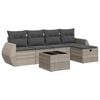 vidaXL 6-tlg. Garten-Sofagarnitur mit Kissen Hellgrau Poly Rattan
