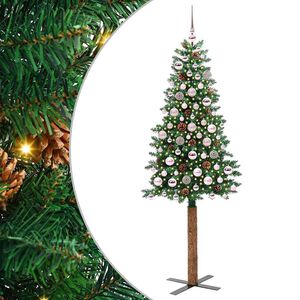 vidaXL Schlanker Weihnachtsbaum mit 300 LEDs mit St&auml;nder Gr&uuml;n 180 cm