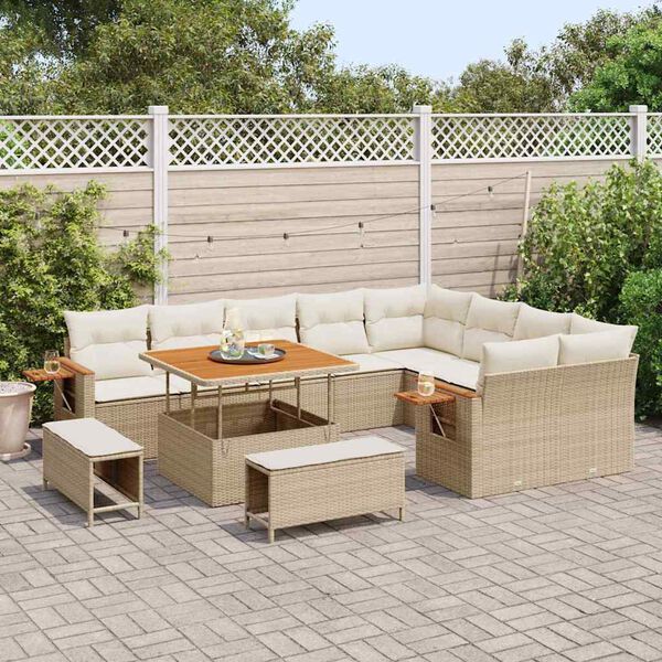 vidaXL Gartensofa-set mit Kissen 12 pcs Beige und Creme