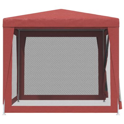 vidaXL Partyzelt mit 4 Mesh-Seitenwänden Rot 2,5x2,5 m HDPE