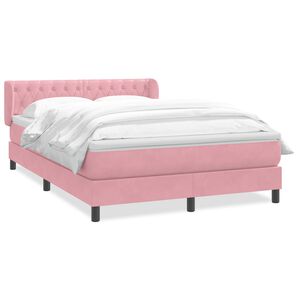 vidaXL Boxspringbett mit Matratze Rosa 160x210 cm Samt