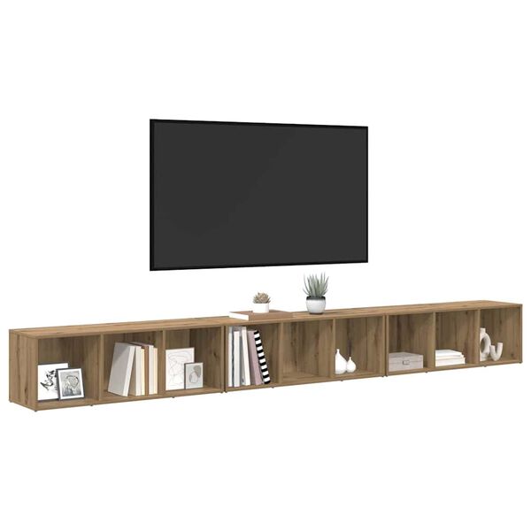 vidaXL TV-Schrankset Wandmontiert 3 pcs Artisan-Eiche 37 x 35 x 107 cm