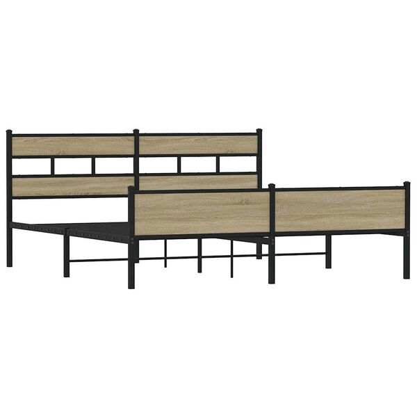 vidaXL Metallbett ohne Matratze Sonoma-Eiche 183x213 cm