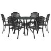 vidaXL Garten Essgruppe 7 pcs Schwarz Aluminium