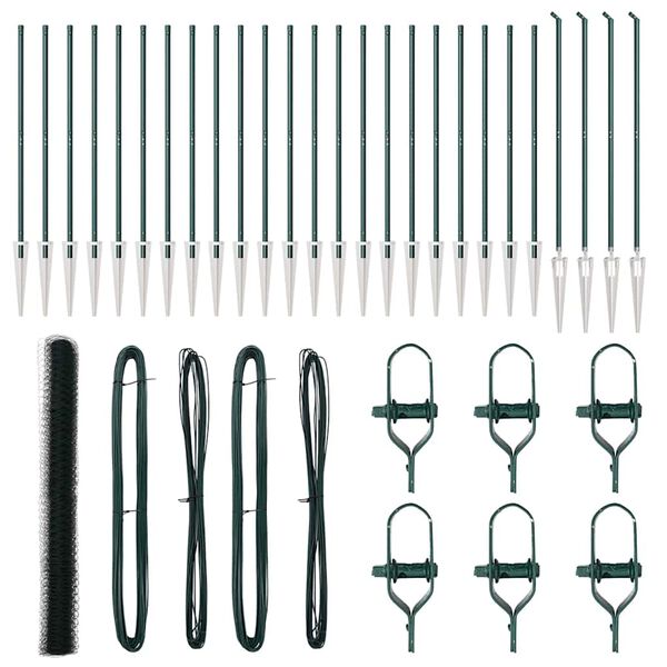 vidaXL Zaunpfosten Grün 50 x 1,6 m (50 mm Maschenweite) Stahl und PVC