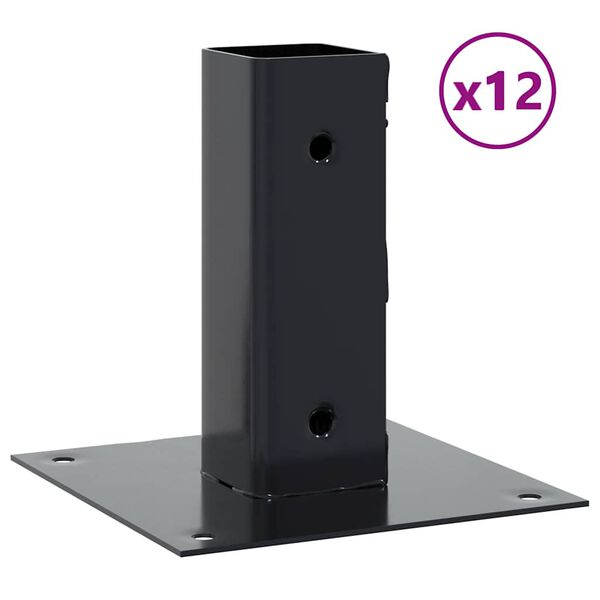vidaXL Pfostentr&auml;ger Quadrat 12 Stk. 51x51mm Pulverbeschichteter Stahl
