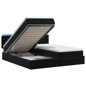 vidaXL Ottoman-Bett mit Matratze und LED Schwarz 160 x 200 cm Samt