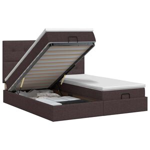 vidaXL Ottoman Bett mit Matratze mit Kopfteil 2 Stk. Dunkelbraun Stoff