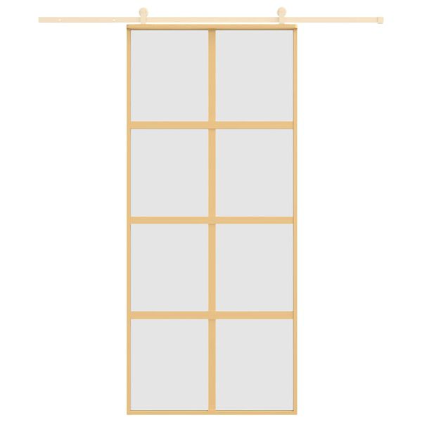 vidaXL Schiebet&uuml;r Golden 90x205 cm Matt ESG-Glas und Aluminium