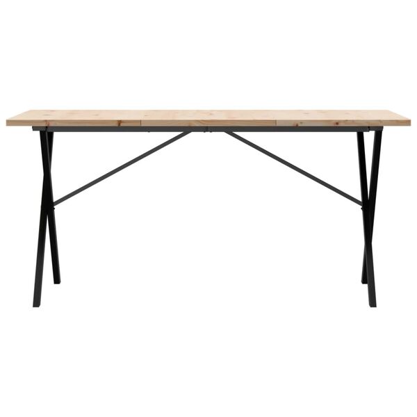 vidaXL Esstisch X-Gestell 140x80x75,5 cm Massivholz Kiefer & Stahl