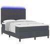 vidaXL Boxspringbett Dunkelgrau und Wei&szlig; 203 x 144 x 128 cm Cordstoff