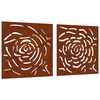 vidaXL 2-tlg. Garten-Wanddeko 55x55 cm Cortenstahl Rosen-Design
