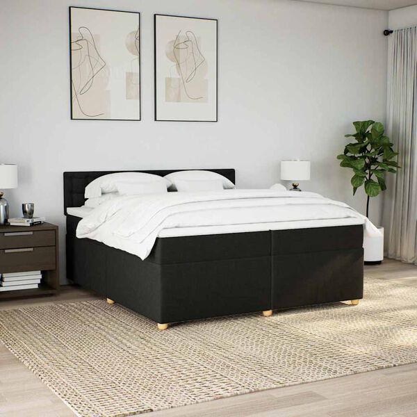 vidaXL Boxspringbett mit Matratze Schwarz 200x200 cm Stoff