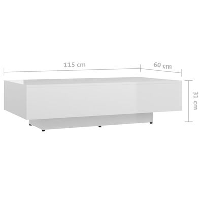 vidaXL Couchtisch Hochglanz-Weiß 100x49,5x31 cm Holzwerkstoff