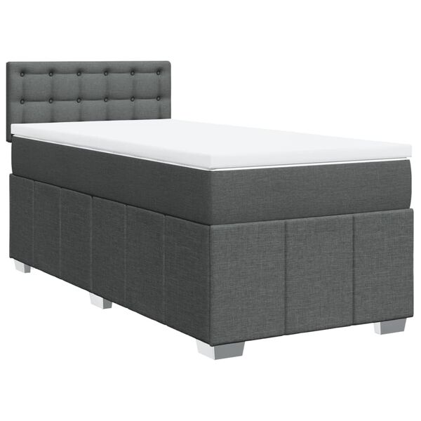 vidaXL Boxspringbett mit Matratze Dunkelgrau 90x190 cm Stoff