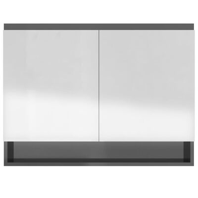 vidaXL Spiegelschrank fürs Bad 80x15x60 cm MDF Glänzend Grau