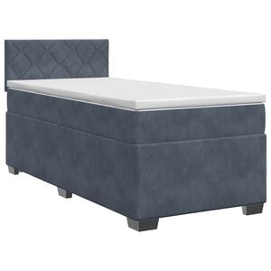 vidaXL Boxspringbett mit Matratze Dunkelgrau 90 x 190 cm Samt