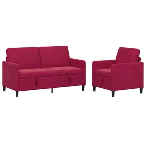 vidaXL Sofa Set mit Stauraum 2 stk. Weinrot Polyester