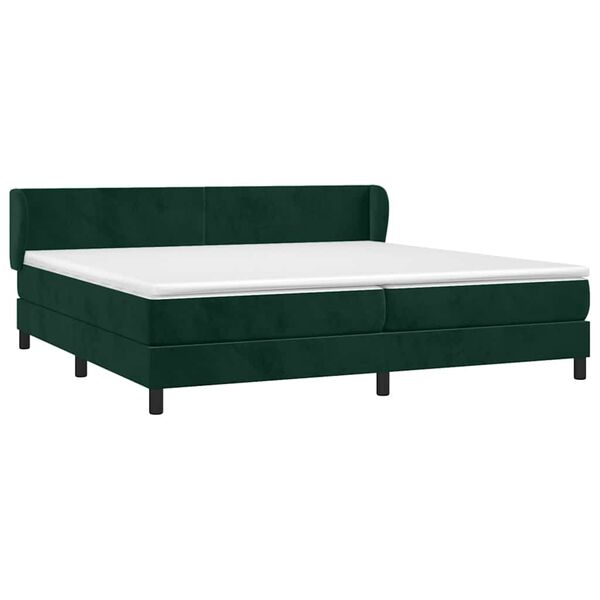 vidaXL Boxspringbett mit Matratze Dunkelgr&uuml;n 200x200 cm Samt