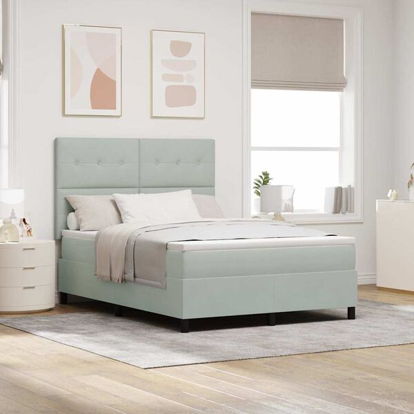 vidaXL Boxspringbett mit Matratze Hellgrau 160 x 200 cm Samt
