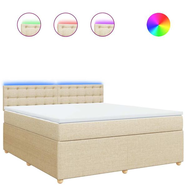 vidaXL Boxspringbett mit Matratze Creme 180x200 cm Stoff