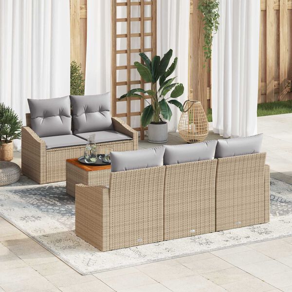 vidaXL Gartensofa-set 6 pcs Beige und Hellgrau Poly-Rattan
