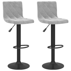 vidaXL Barhocker 2 Stk. Hellgrau Samt