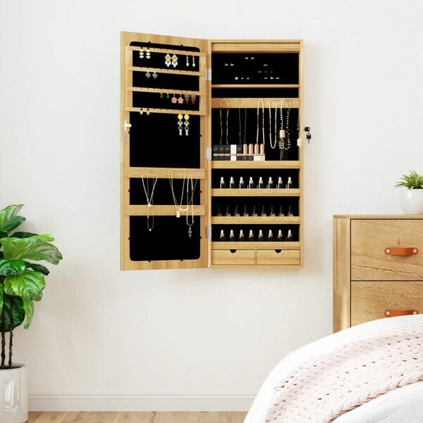 vidaXL Spiegel-Schmuckschrank mit LED-Beleuchtung Wandmontage
