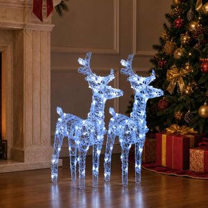 vidaXL LED-Rentiere 2 Stk. Kaltwei&szlig; 80 LEDs Acryl