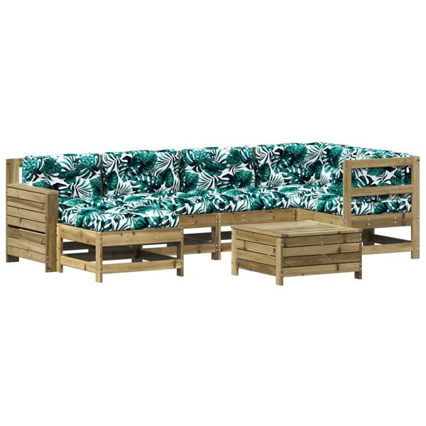 vidaXL 7-tlg. Garten-Lounge-Set mit Kissen Impr&auml;gniertes Kiefernholz