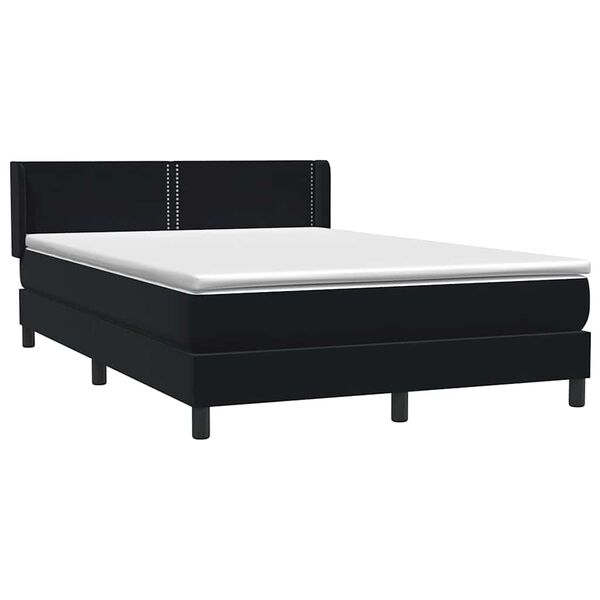 vidaXL Boxspringbett mit Matratze Schwarz 160x220 cm Samt