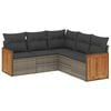 vidaXL 5-tlg. Garten-Sofagarnitur mit Kissen Grau Poly Rattan