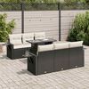 vidaXL 7-tlg. Garten-Sofagarnitur mit Kissen Schwarz Poly Rattan