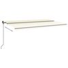 vidaXL Markise Automatisch Einziehbar mit Pfosten 6x3,5 m Creme